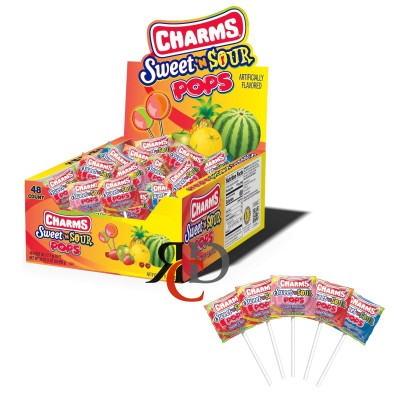 CHARMS FLAT SWEET N SOUR 25¢ - 48CT/ DISPLAY